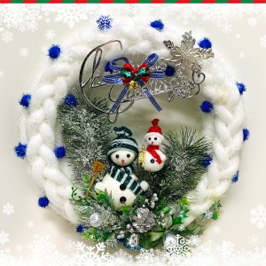 눈사람 원형 리스 크리스마스 벽걸이 장식 색상랜덤-칭찬나라큰나라